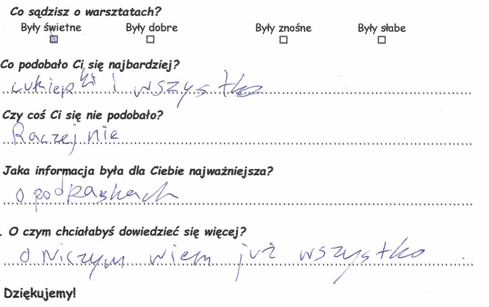 Opinie o warsztatach dla dzieci w wieku 10-12 lat